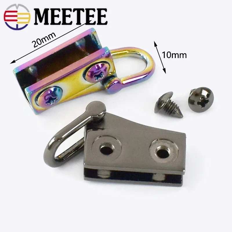 Meetee 2/6/10pairs 20X10mm Bag Metal Ear Shoulder Strap Hang Buckle Side Clasp Hook DIY D Ring Hooks Luggage Accessory F1-25