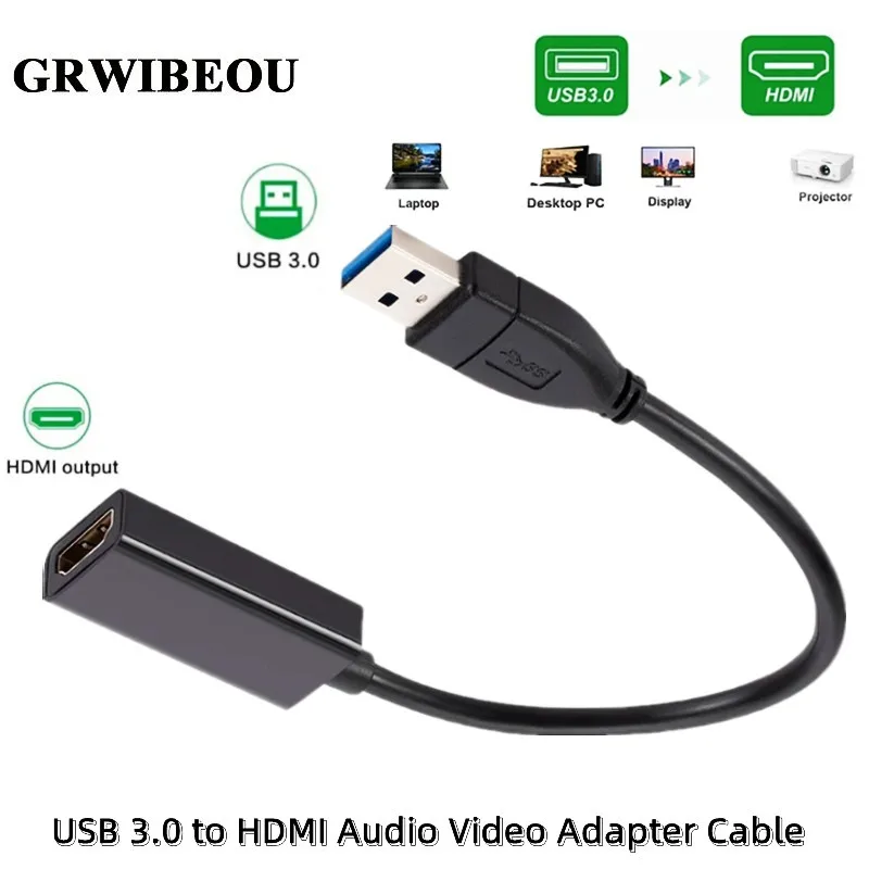 USB 3.0 to HDMI Converter Multi Display Adapter External Video Output for Windows PC Laptop Projector USB Male to HDMI Female