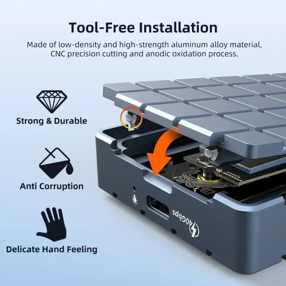 MAIWO USB4 40 Gbit/s SSD-Gehäuse M.2 NVMe SSD-Gehäuse Typ-C Aluminiumgehäuse M.2 Festplattengehäuse Unterstützung Thunderbolt 3/4 8 TB