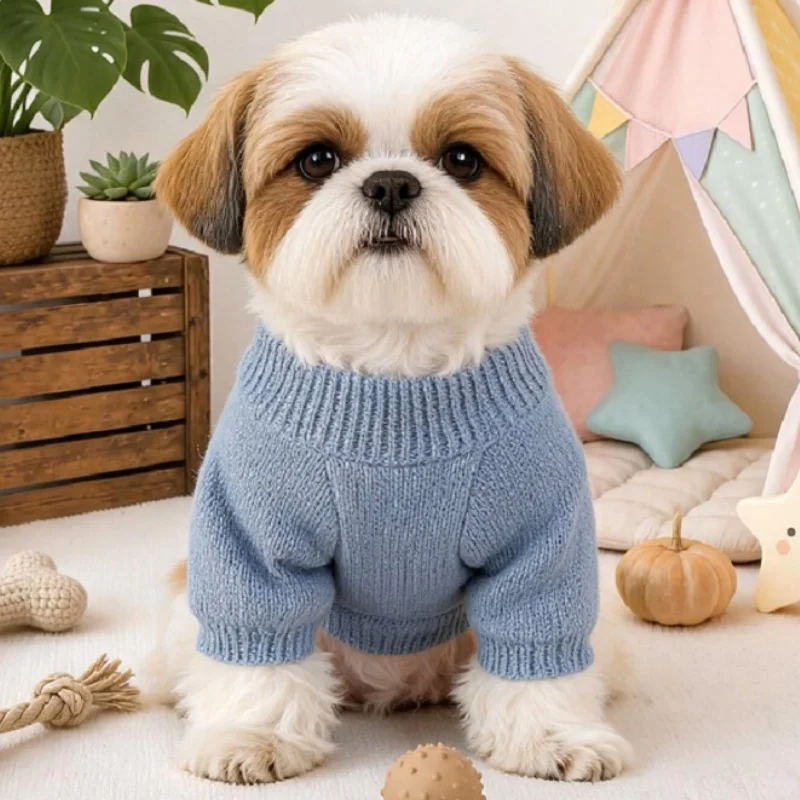 Hundepullover mit Bärenmuster, warme, weiche Hundekleidung, modischer Rollkragenpullover für Welpen, gemütlicher Strickpullover für Haustiere, süßer Katzenpullover, Bekleidung für Bichon. – Detail 10