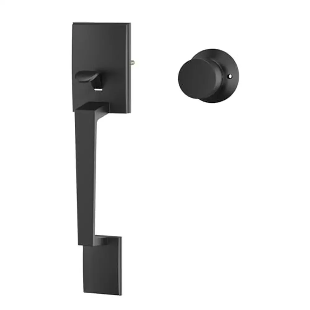 Matte Black Exterior Door Handle Set Entry Handleset Front Doors Rustproof Zinc Alloy ANSI Grade 3 Certified Adjustable Latches