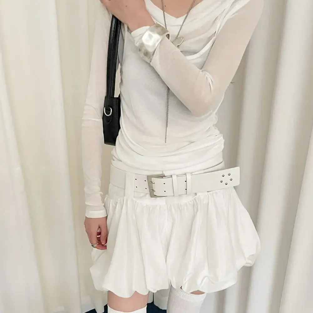 Cinturón coreano de moda para mujer, cinturón de cintura ancha Y2k blanco y negro, vestido de nicho de cuero Pu, cinturón vaquero para mujer