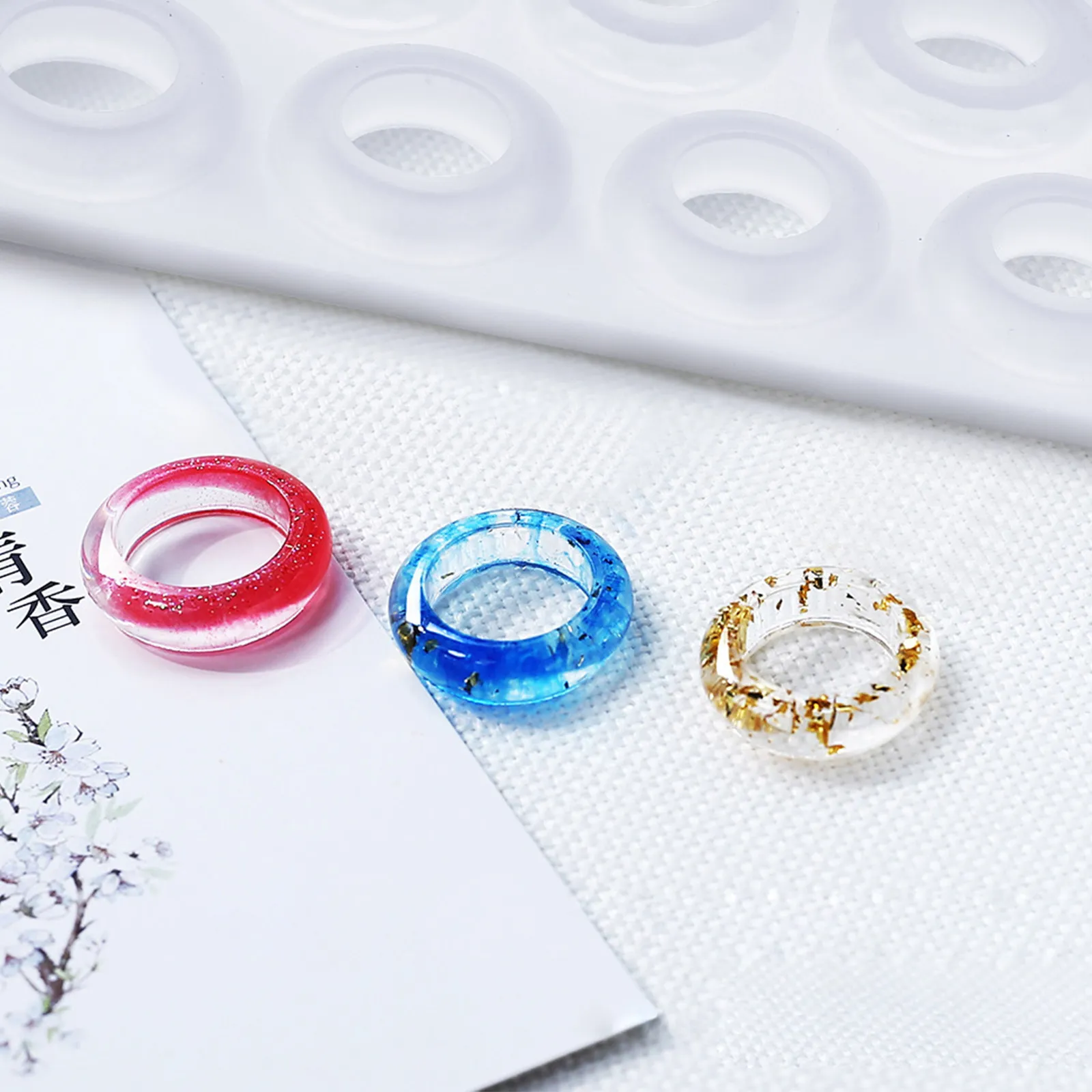 Flexible Wear-Resistant Silicone Ring Mold for DIY Jewelry Resin Casting Mold Multiple Size Holes Epoxy Molds Silicone Molds