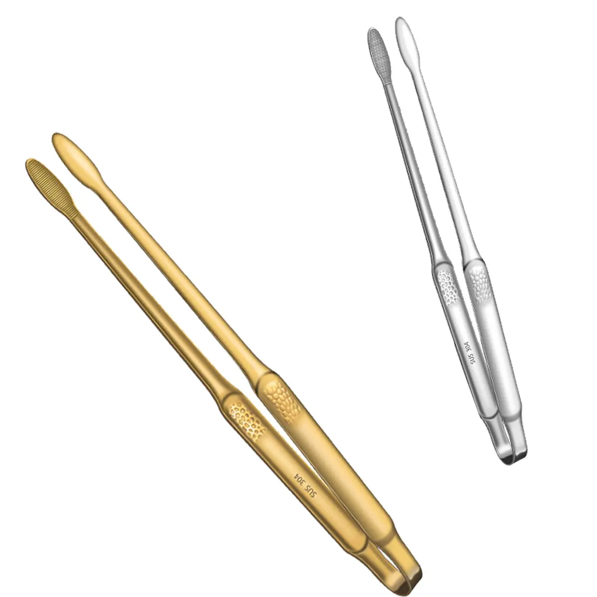 Premium BBQ Tongs - Imported 304 Stainless Steel 28cm Extra Long Grill Tools, Non-Slip Food Tongs for Steak, Bakery & Kitchen