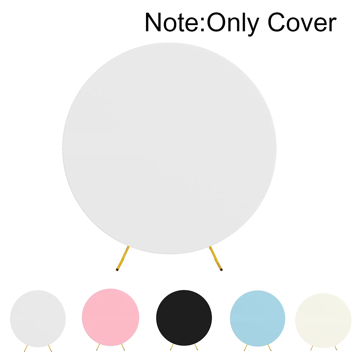 Pure Color Circle Round Backdrop Cover  Wedding Baby Shower Birthday Party Decor Elastic Photo Background（Without Shelf）