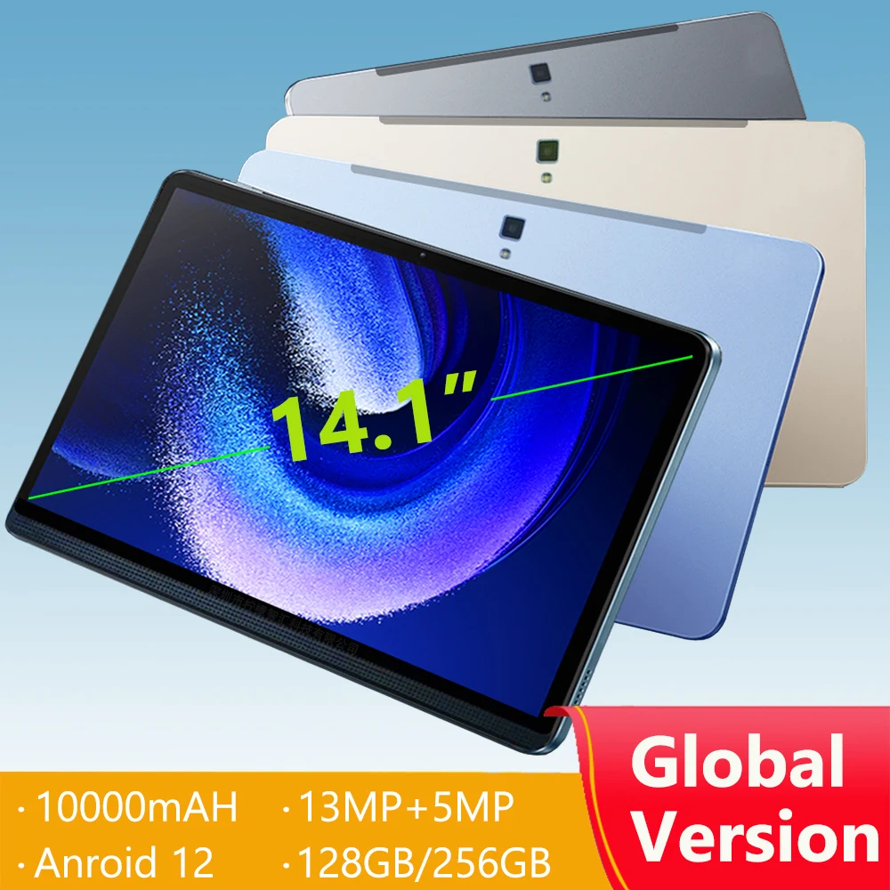 Global Version 14.1 Inch 1920x1080 IPS Big Screen Tablet PC 4G LET 8+16MP 12+256GB 5G WiFi 2 IN 1 Tablets 14 inch Android 12