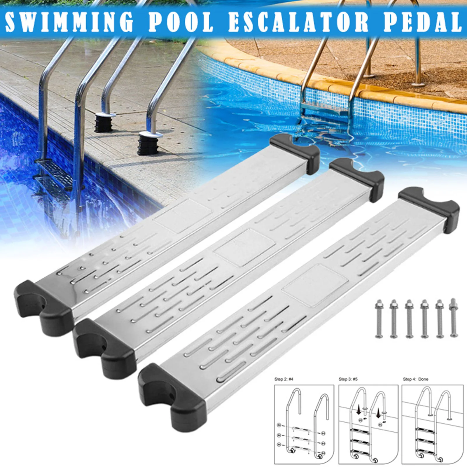 Swimming Pool Ladder Pedal with Durable Stainless-Steel Material Convenience for Swimming