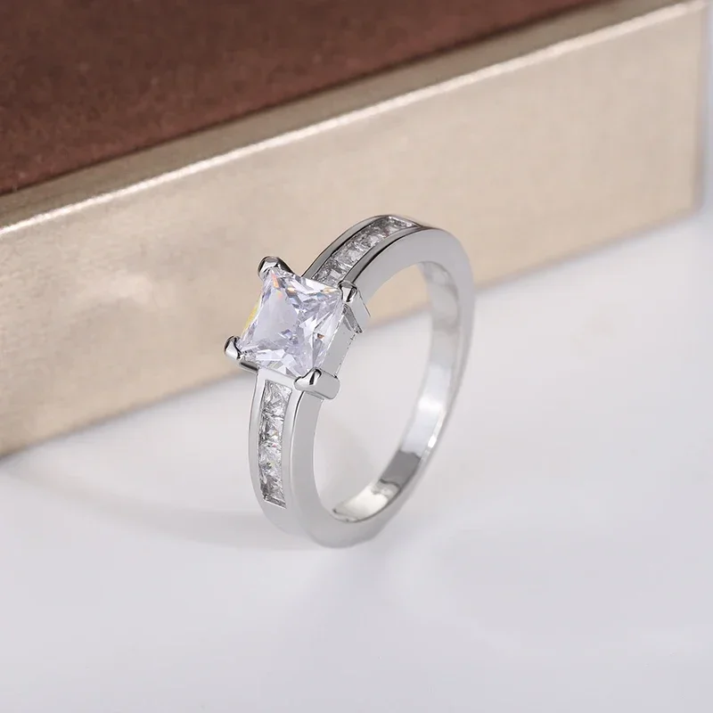 925 Silver Double Row Zircon Micro Inlaid Wedding Ring Set