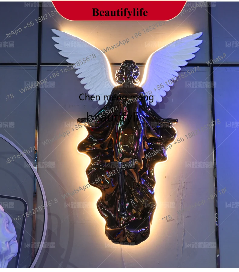D178 Angel Wings Glowing Fiberglass Sculpture Mall Wall Hanging Decoration Wall Ornament Installation