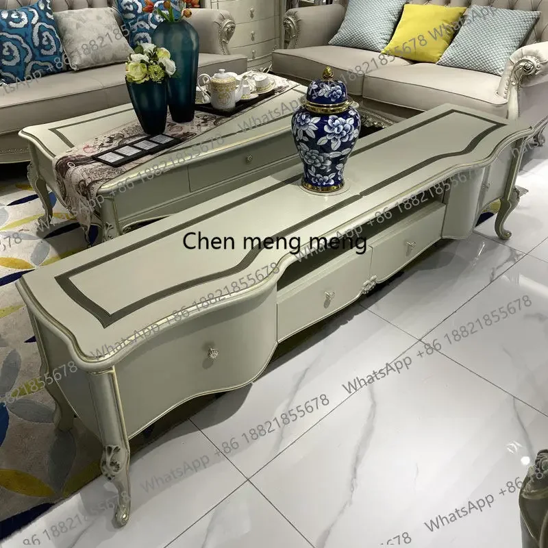 

F150 French TV cabinet, European simple small apartment solid wood floor cabinet coffee table combination storage