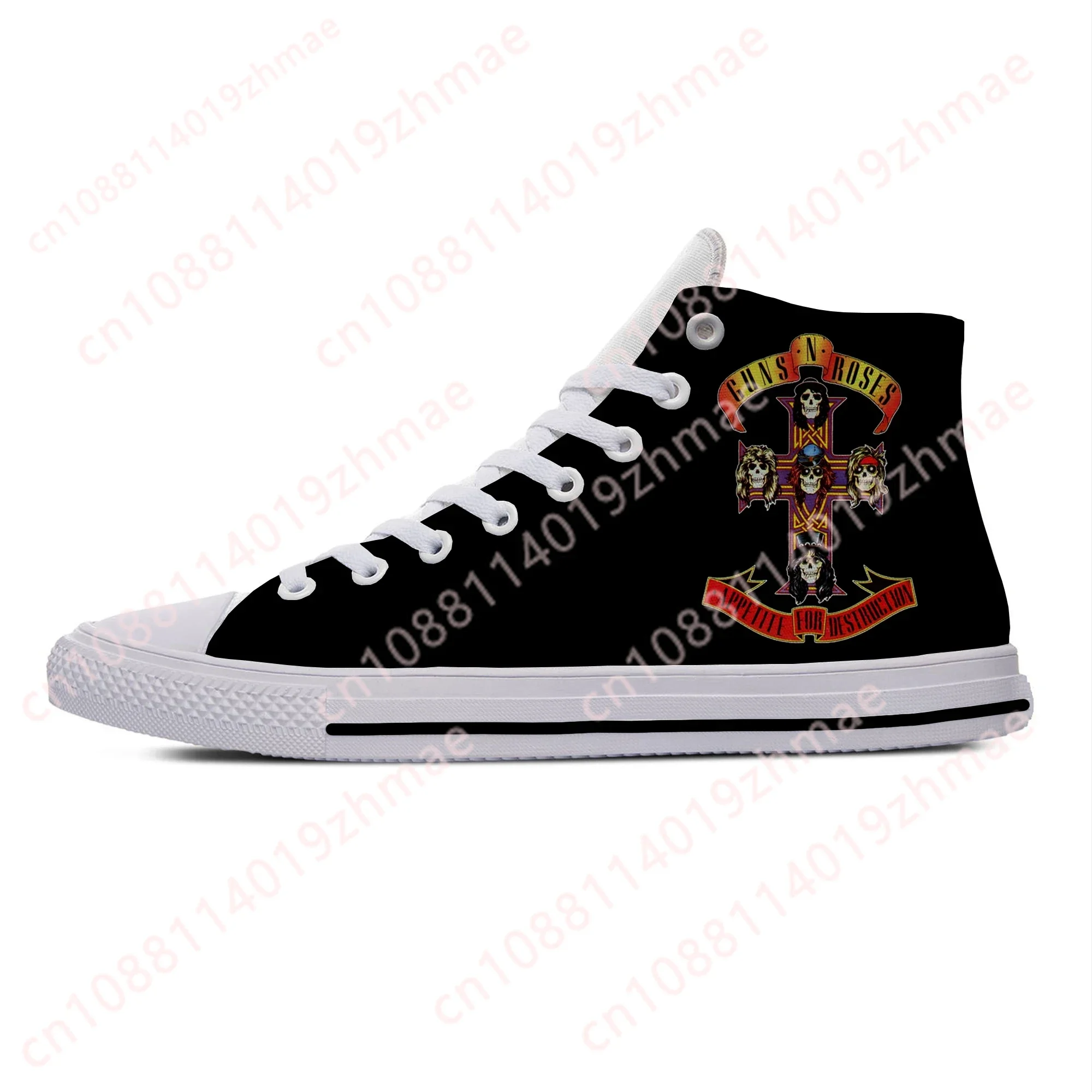 Hot 3D Guns N Rose Heavy Metal Rock Band Fashion Funny Casual Cloth Shoes Men Women Casual Sneakers High Top Latest  Board Shoes - view 2