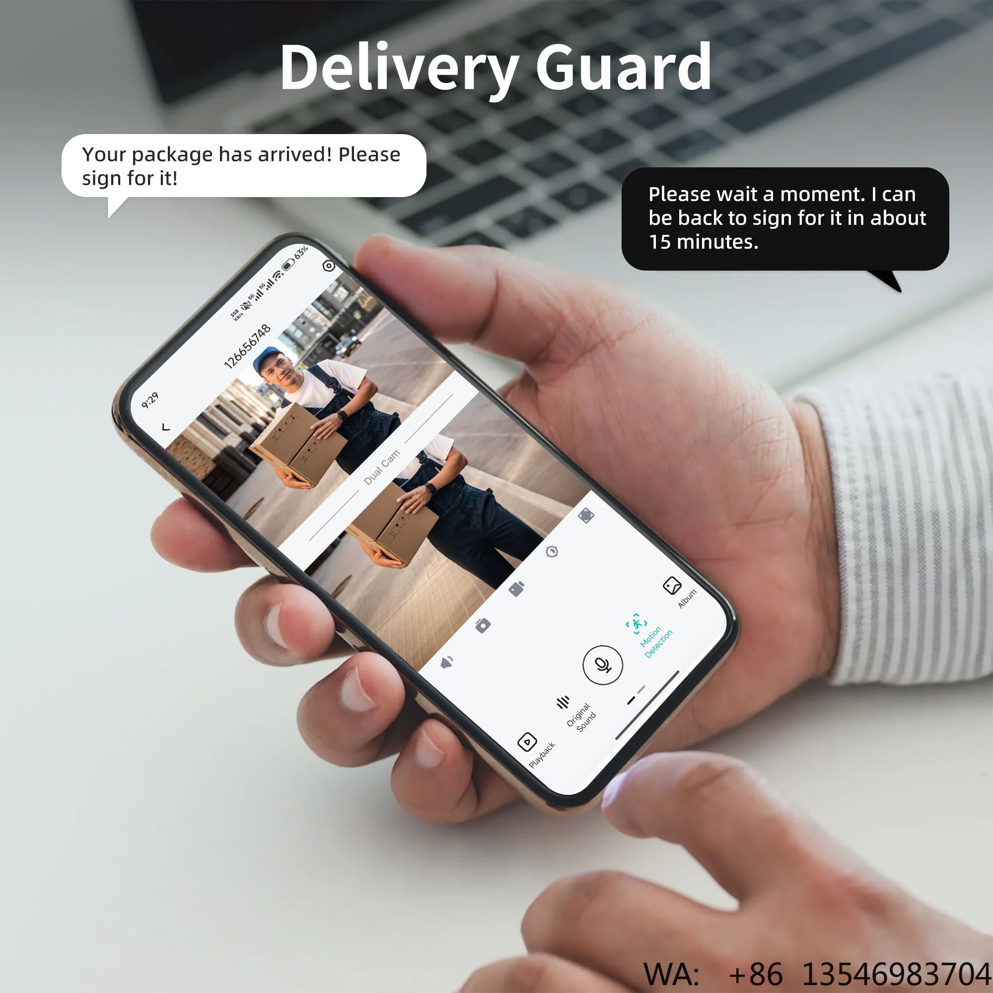 WiFi Wireless Video Doorbell Dual  Design 180° Wide View Angle Package Detection Function Mobile App Control
