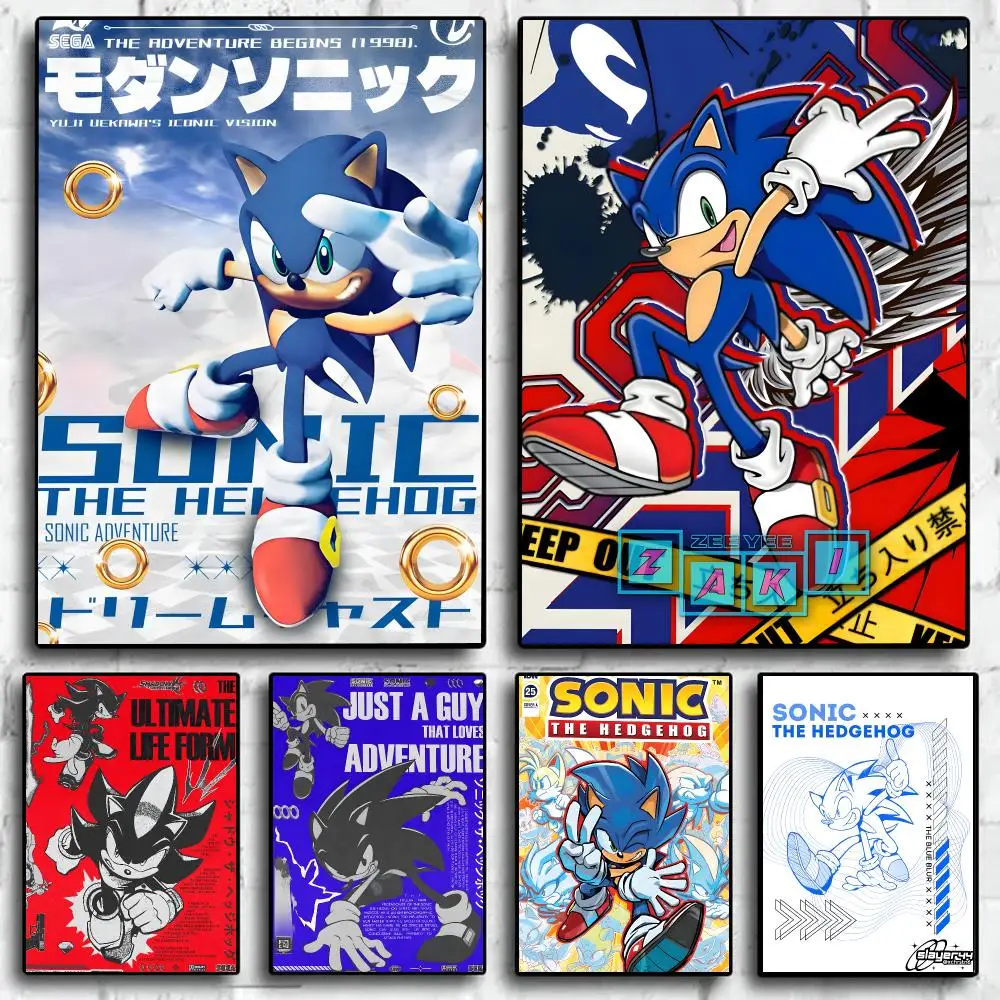 S-Shadow S-Sonic Poster Poster Waterproof PP Self-Adhesive,Removable Wall Decor For Bedroom Entrance Bar Cafe, Ideal Gift