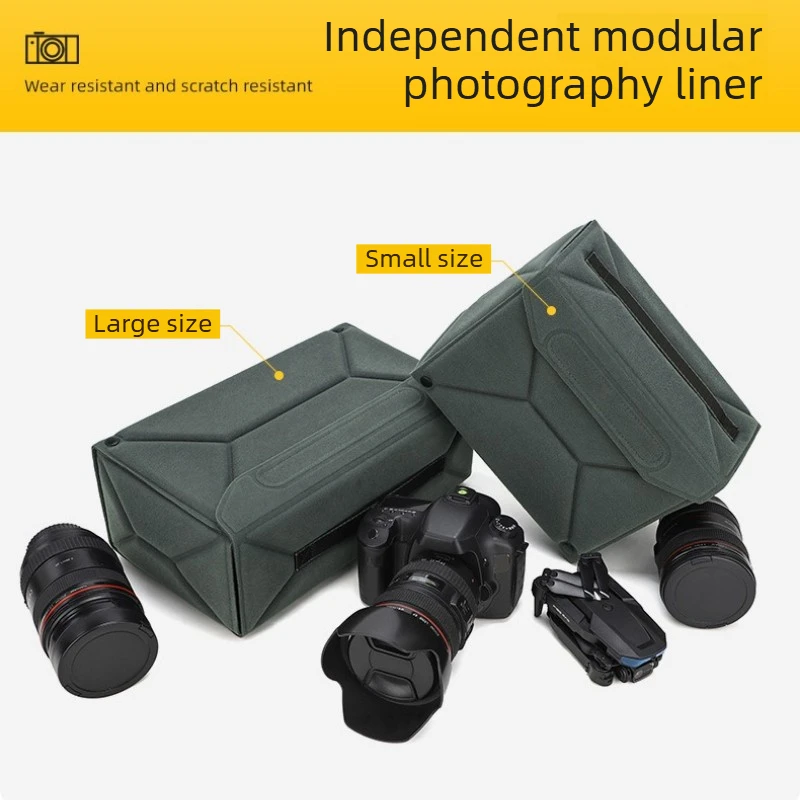 Multi-purpose Foldable Camera Insert Bag Multi-compartment Storage Box Portable 1 Body 2 Lenses Camera Accessories Storage Case