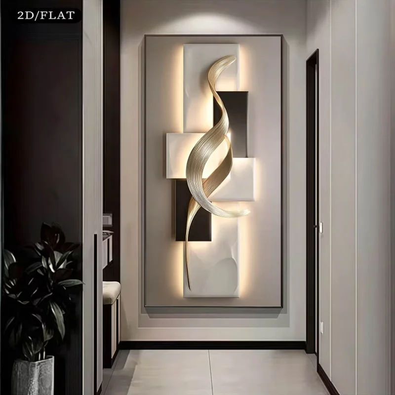 Abstract Twisted Light Sculpture Canvas Prints Frameless Large Painting Posters Wall Art for Living Room Bedroom Home Decor