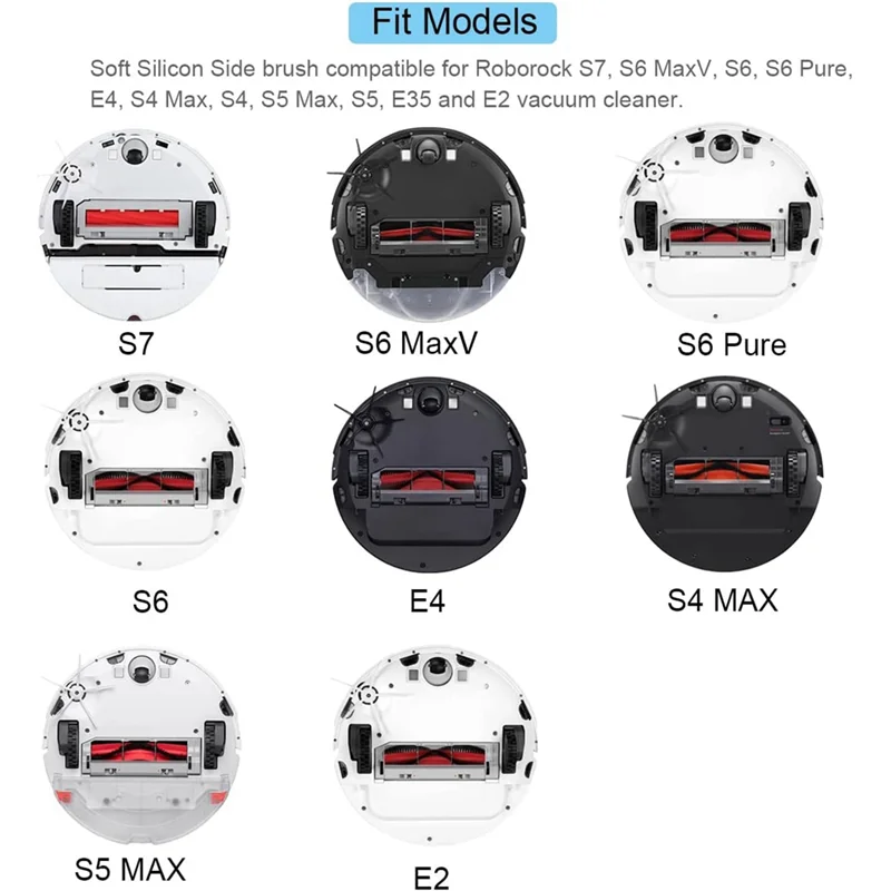 แปรงด้านข้างซิลิโคนสําหรับ Roborock S7 S6 Maxv S6 S6 Pure E4 S4 Max S4 S5 Max S5 หุ่นยนต์เครื่องดูดฝุ่น Parts-A77G