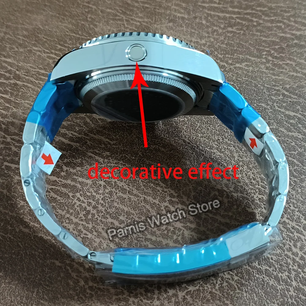 Parnis 43mm 自動巻きブラックダイヤルメンズウォッチ回転ベゼル夜光マーク