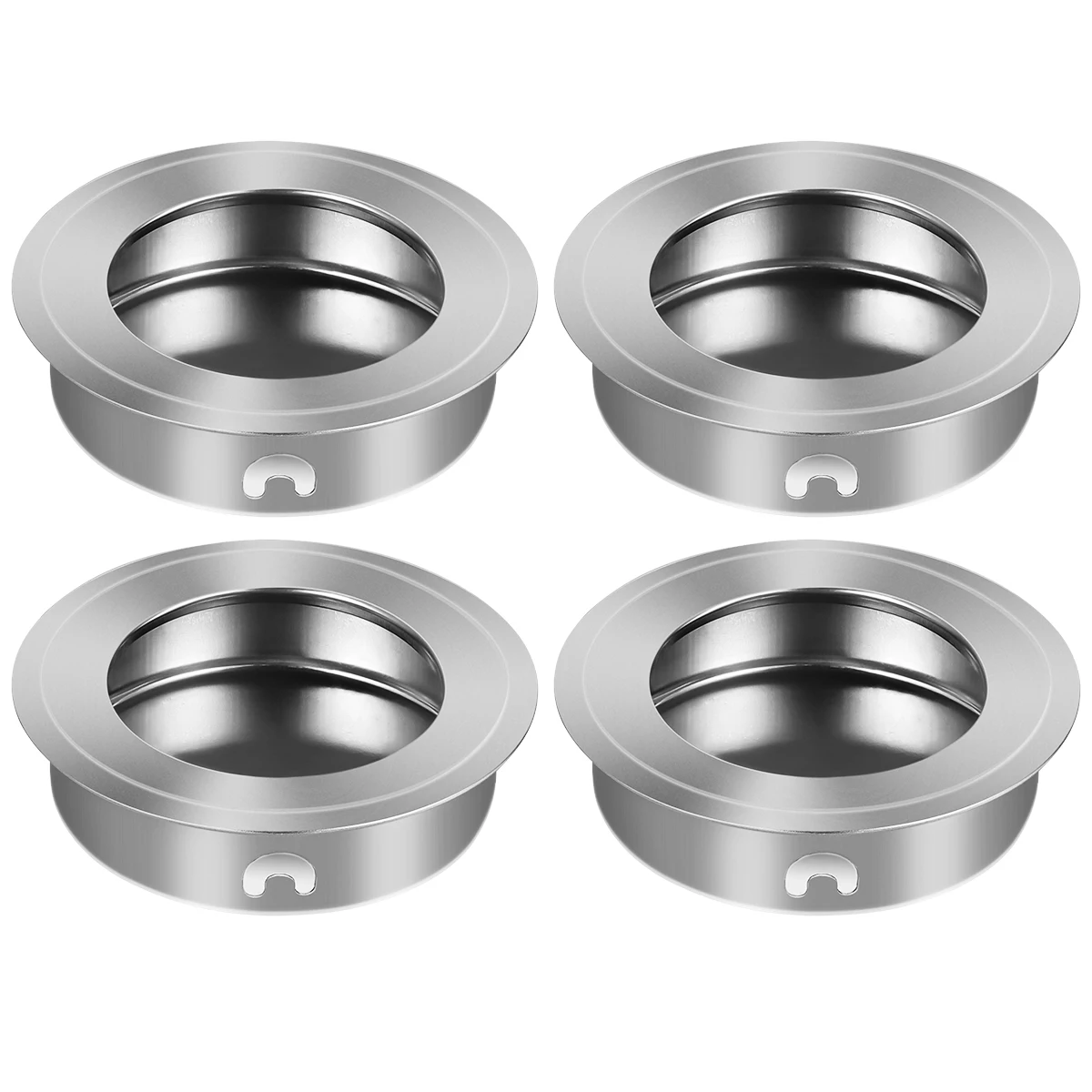 

Stainless Steel Cabinet Pull Handles 35mm Hole Diameter 41mm Round Flush Silver Tone Sliding Door Drawer Hardware