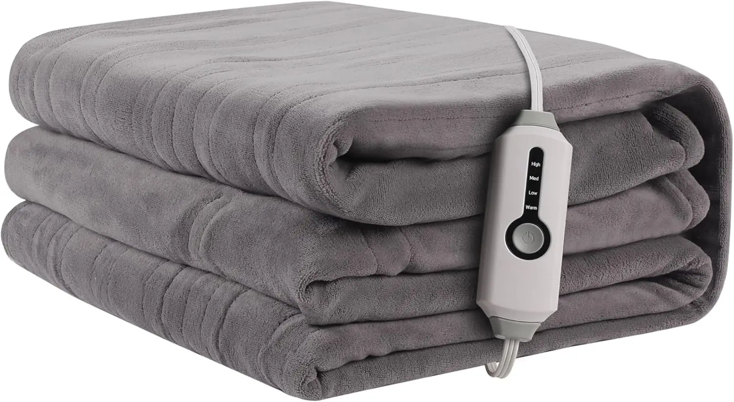 

Full Size Electric Heated Blanket with 4 Heat Levels, Auto-Off, Machine Washable in Light Gray