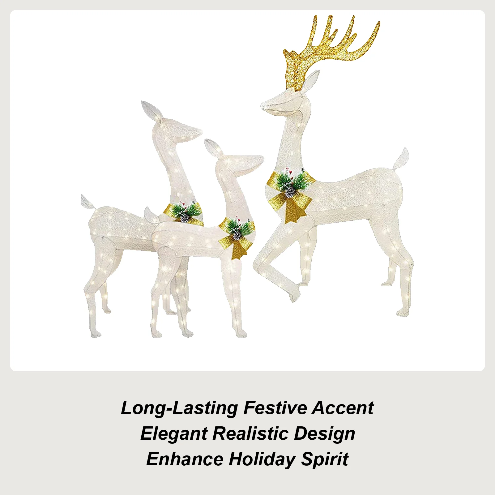 

Garden Reindeer Stake Light 3-Pieces Holiday Lighted Pathway Decor Outdoor Lighted Reindeer Stake For Yard Garden Pathway Patio