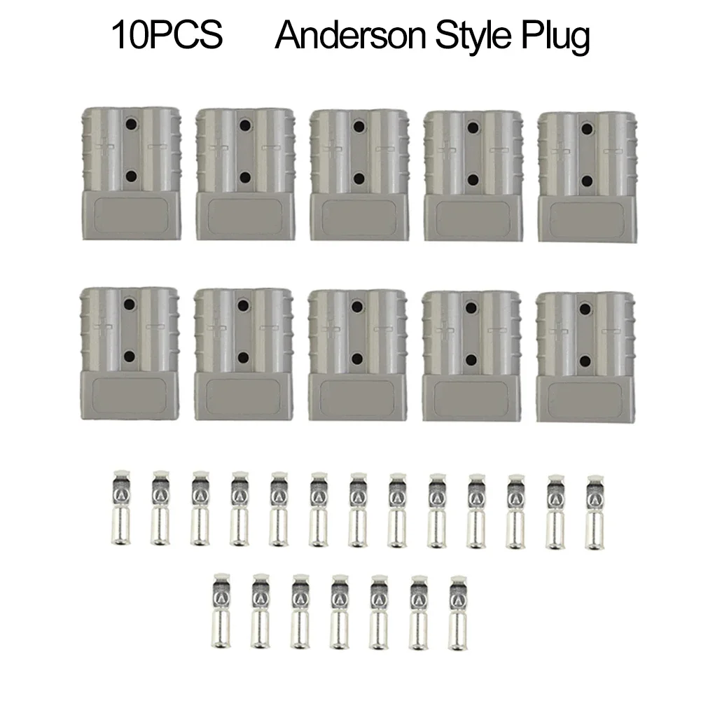 Wire & Cable Connectors Plug For Anderson 10PCS 12-24V DC 2 Stitches 48x37mmx16mm 600V 6AWG Copper Silver Contact