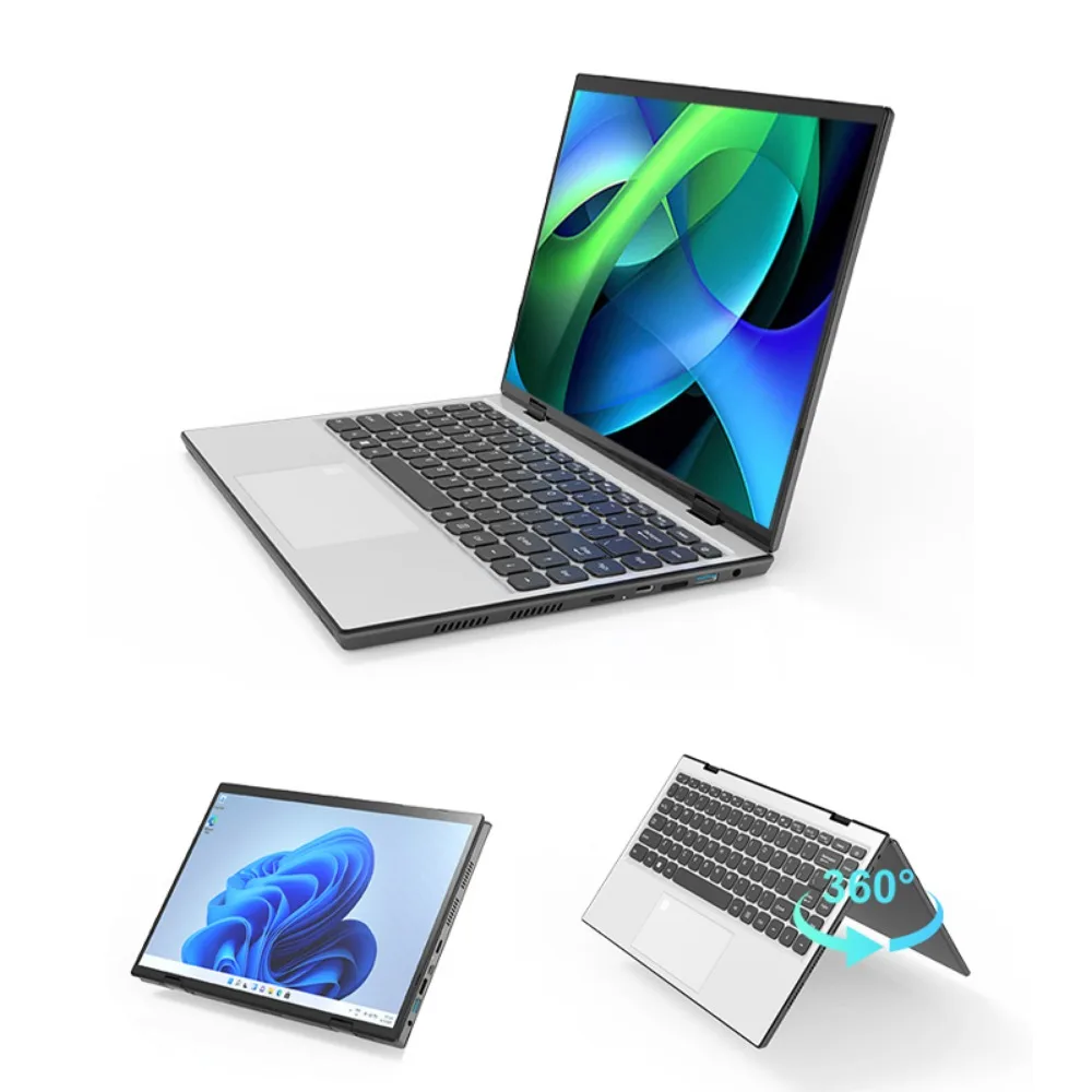 YEPO-ordenador portátil Intel N95 con windows 11, Notebook oficial con pantalla táctil de 14 pulgadas, 2,2 K, HD, cámara plegable de 360 °, de 16GB RAM, SSD de 1TB