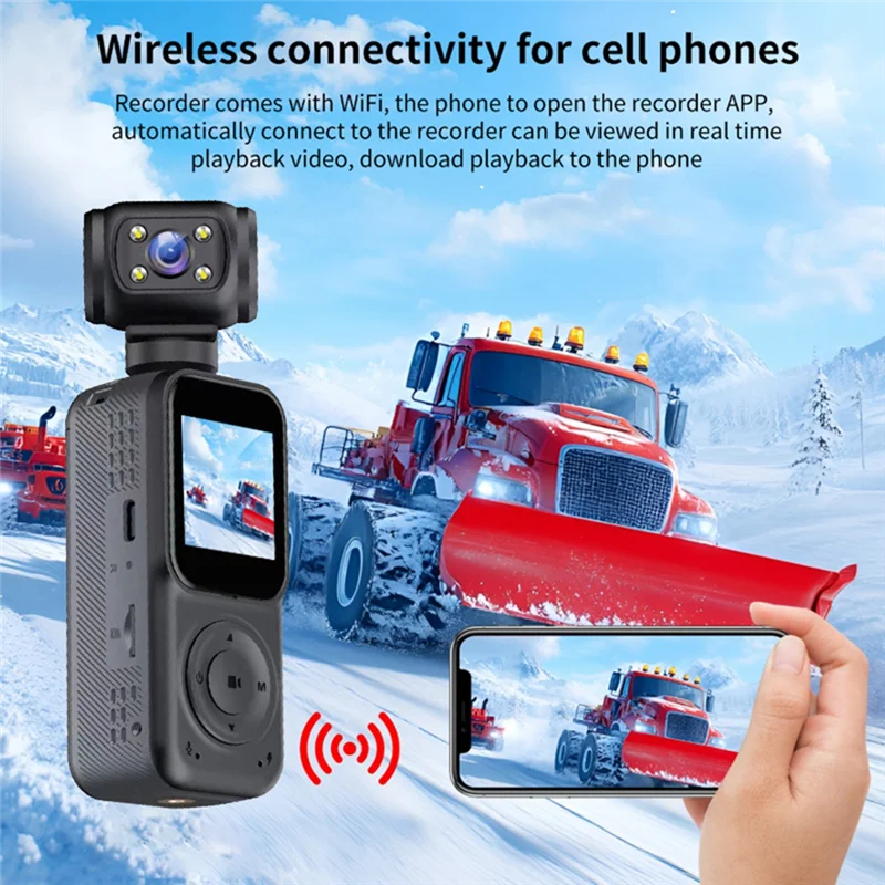 ABAC-2K Ultra HD Pocket Camera 2K Pocket Camera Videocamera sportiva Videoregistratore Gimbal Camera per sport all'aria aperta in bici da viaggio