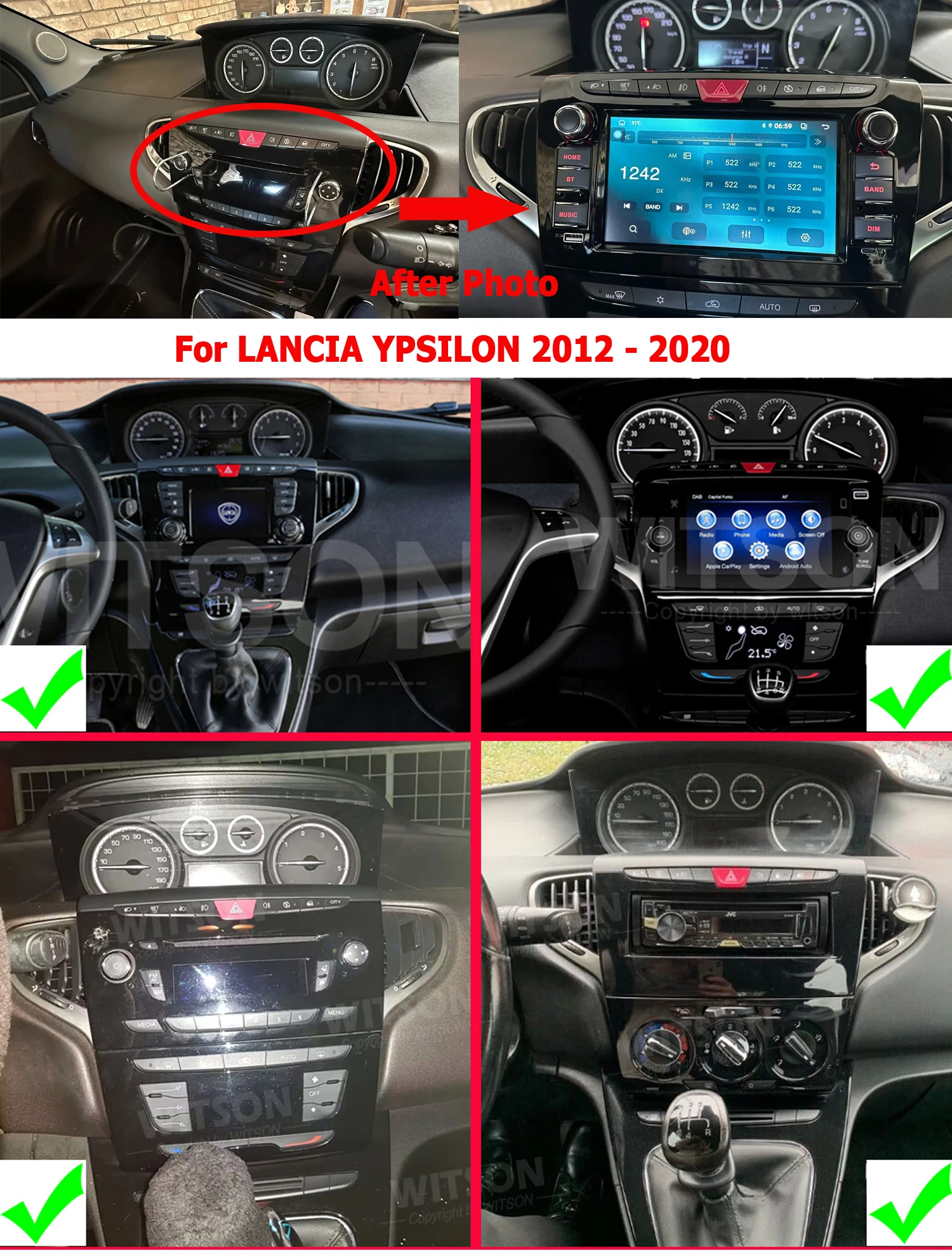 

WITSON Android Auto Radio Bluetoth CarPlay mp3 For LANCIA YPSILON 2012-2020 Multimedia MP4 FM Auto Stereo GPS Navigation