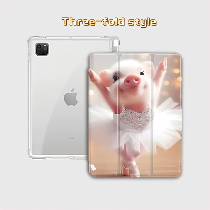 

Чехол для iPad Pro 10/11 дюймов (2020/6-го/7-го/8-го поколения, Air 3-го/4-го поколения, 9-го поколения/Air 5-го поколения 2022/Ai) с изображением танцующего поросенка