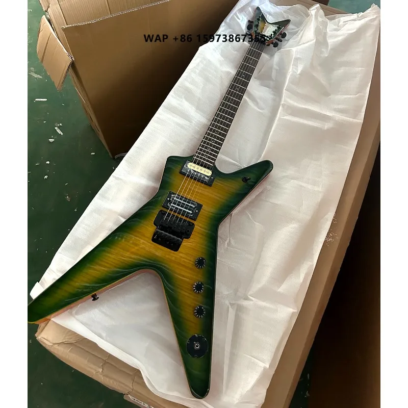 Flyoung Unusual Shape Electric Guitar Musical Instrument Mahogany Body and Neck Double Rock Birdge