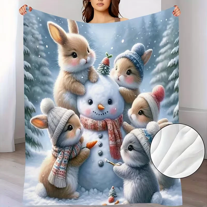 Uroczy zimowy koc z króliczkie – Christmas Throw Blanket recenzja i cena