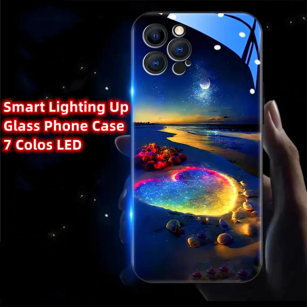 

Luminous Romantic Heart Sound Music Control Led Light Phone Case For Samsung S24 S23 S22 S21 S20 FE Note 10 20 Plus Ultra A54