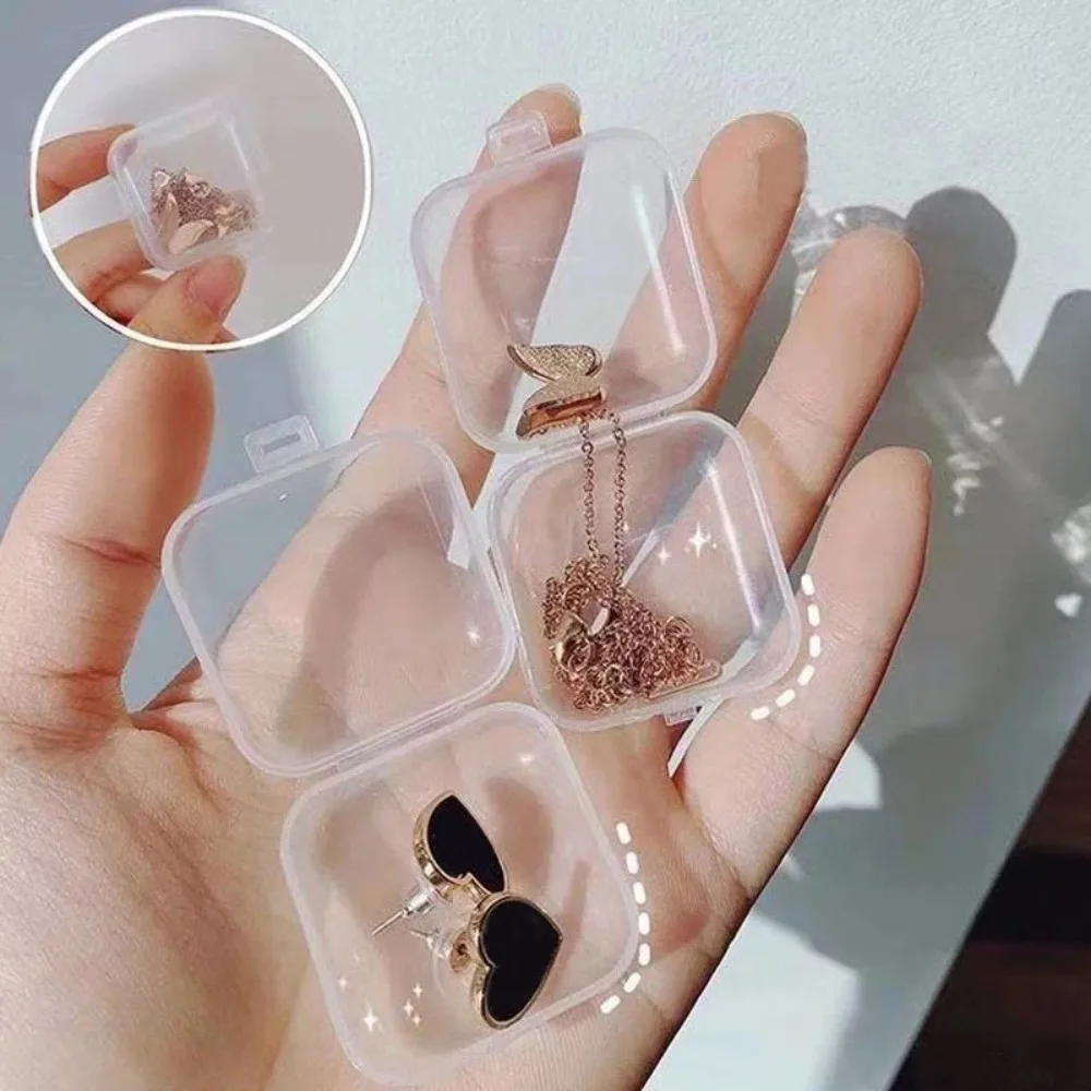 

New PP Square Storage Box Multi Sizes Dustproof Earring Storage Container Transparent Ring Storage Box