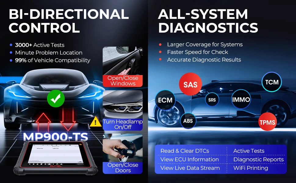 Autel MaxiPRO MP900TS MP900 TS OBD2 Diagnostic Scanner TPMS Programming Coding Tools 8 inch 40 Service