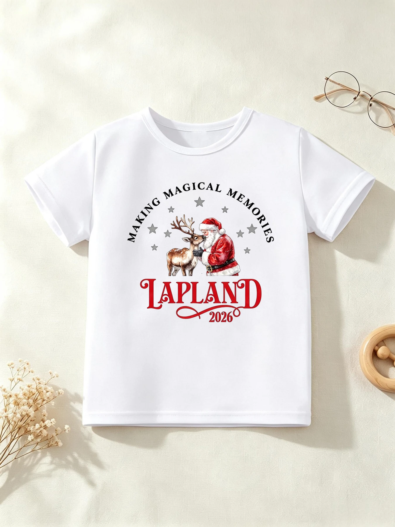 Making Magical Memories Lapland Santa Claus Reindeer Star Printed T Shirt Girls/Boys Christmas Gift T-Shirt Funny Kids Clothes