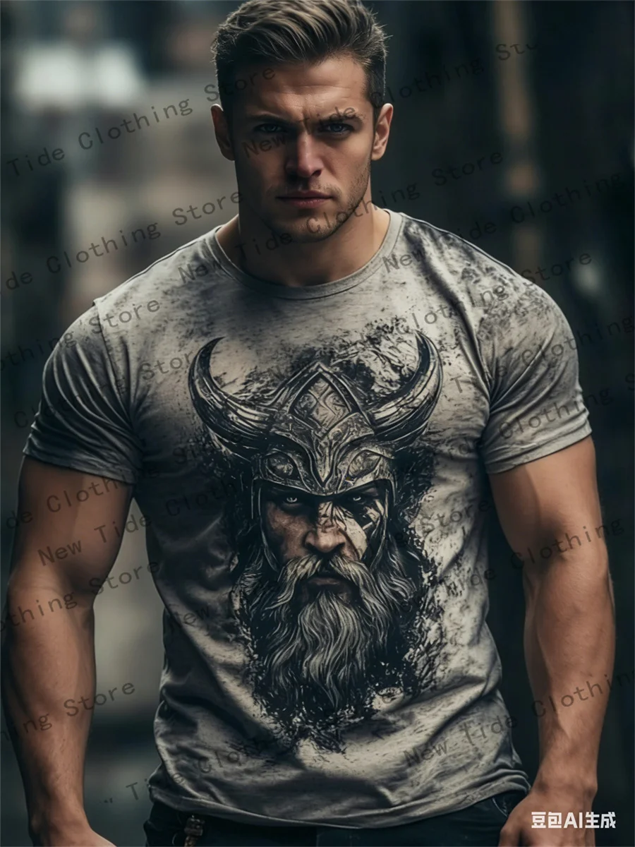 

Мужская футболка с 3D-принтом в этническом стиле с изображением волка, спортивный топ с короткими рукавами для фитнеса, уличная модная мужская футболка