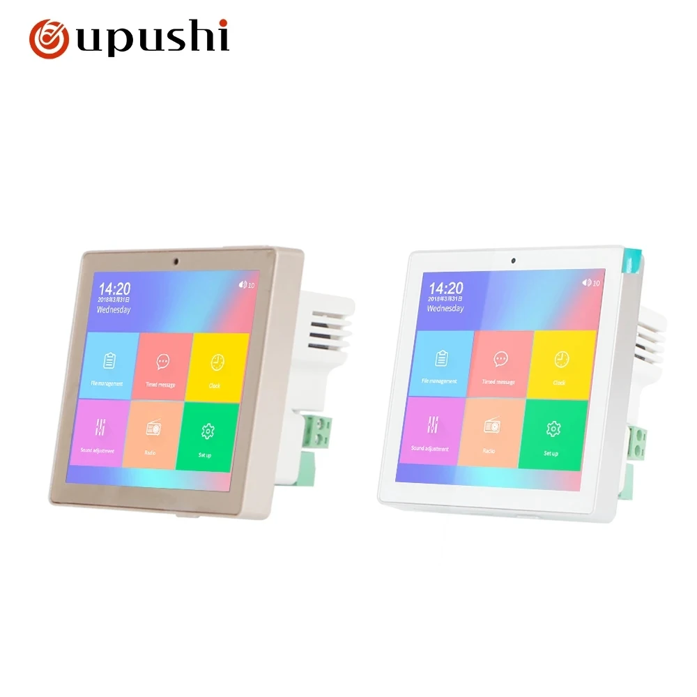 OUPUSHI-Amplificateur Mural Bluetooth pour Audio de Maison Intelligente, Mini Écran Tactile, 2x20W, Panneau de Musique, Système PA