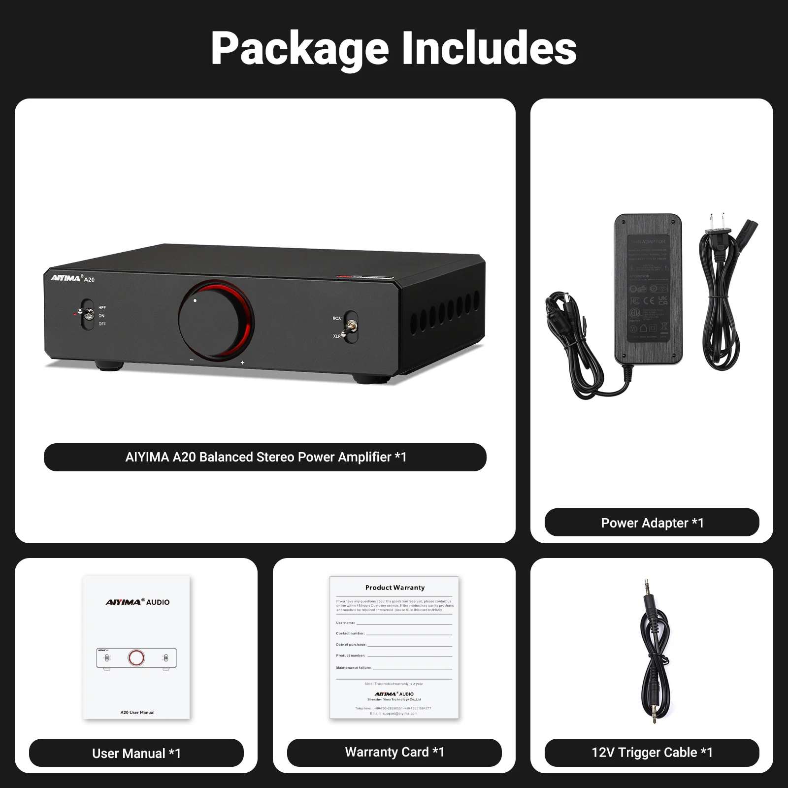 AIYIMA A20 PFFB パワーアンプ TPA3255 HiFi 300W×2 ステレオパワー