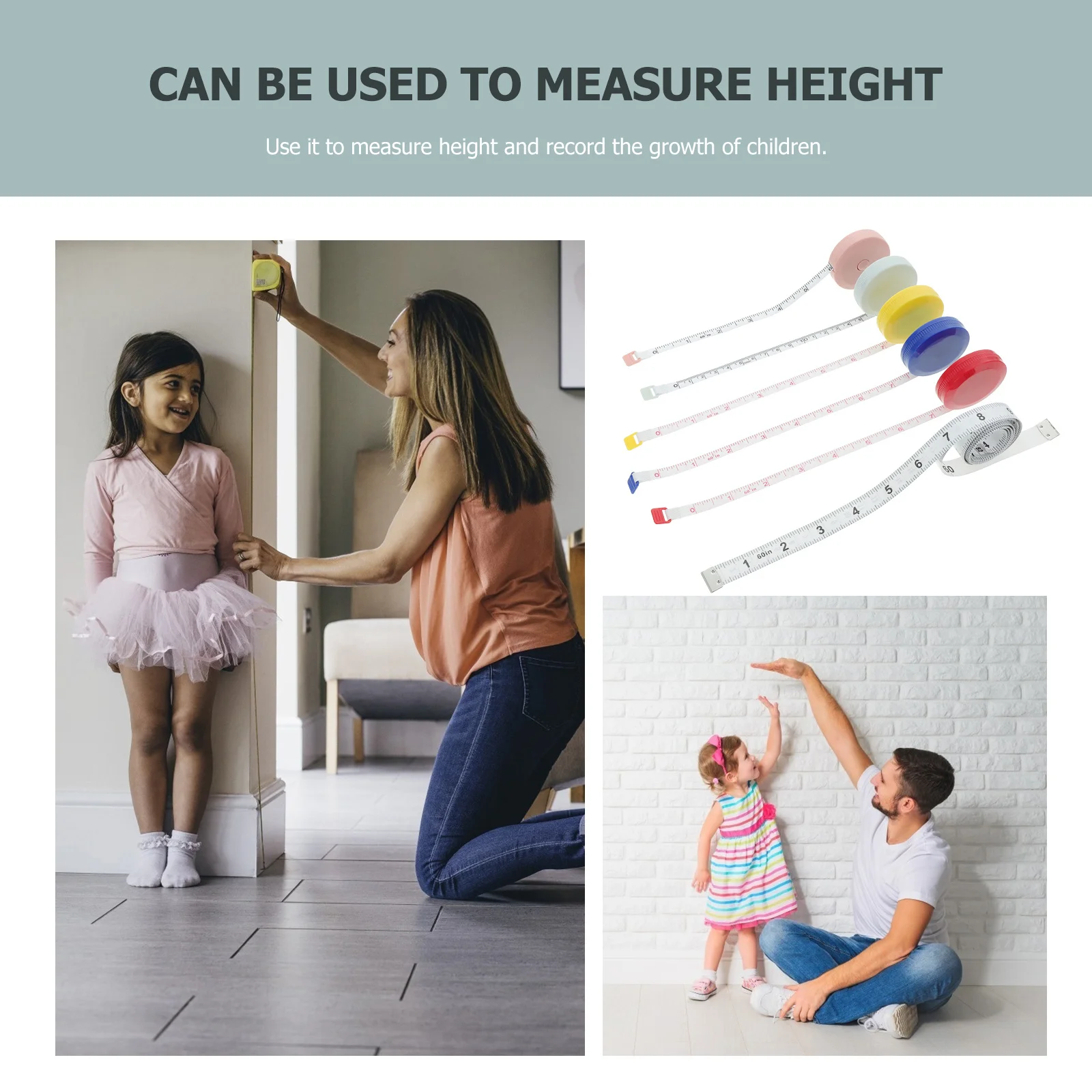 

12Pcs Retractable Measuring Tape Flexible Small Body Sewing Cloth Tape Measure for Tailoring Fitness Home Handicraft