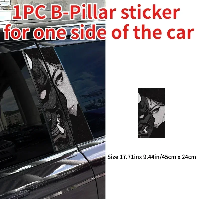 1PC/2PCS JDM Style Prajna Car Stickers Auto Tattoo B Pillar Waterproof Center Column Decor Cover Scratch DIY Doors Pillar Decals