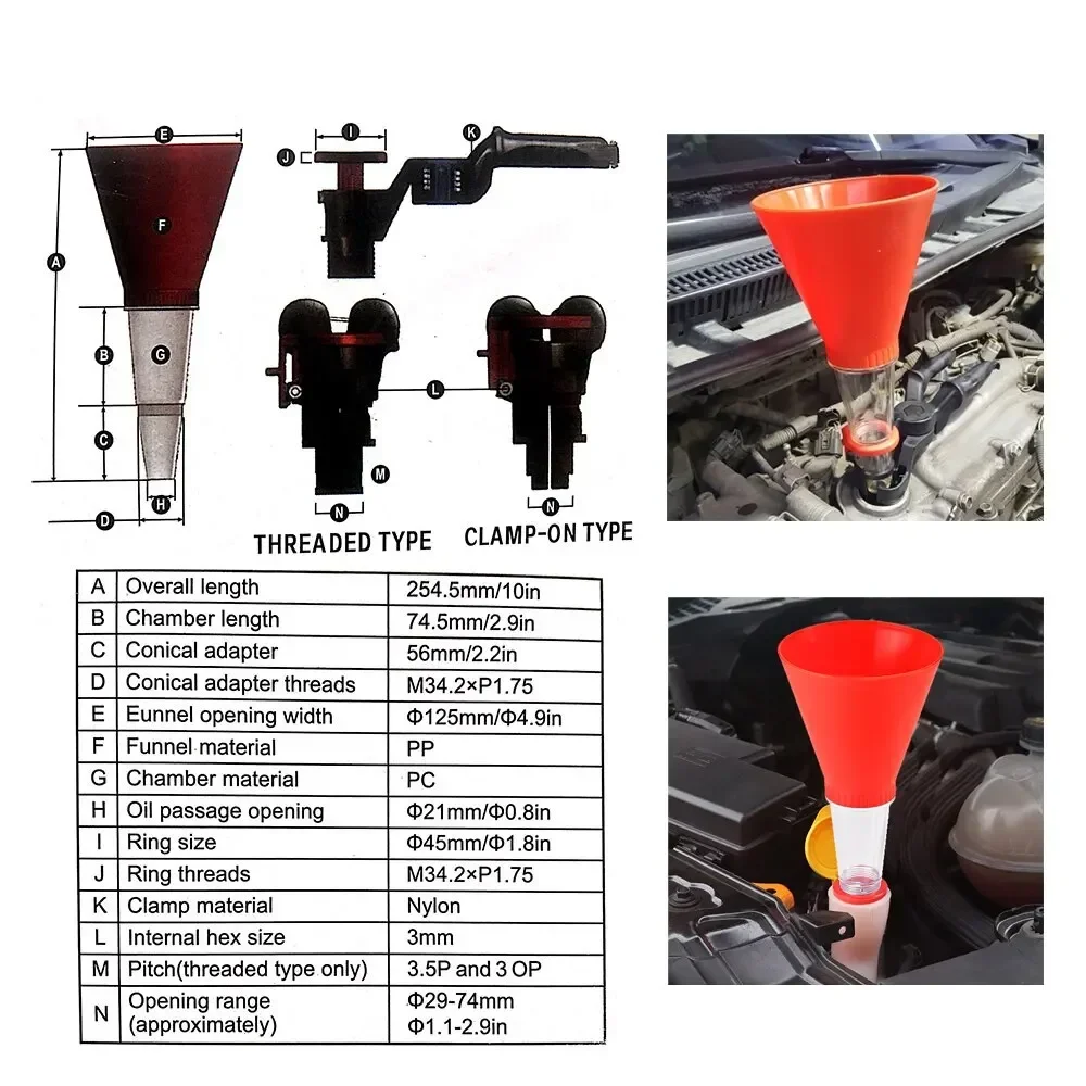 Universal Car Engine Oil Funnel Set Precision Clamp Leak-Proof PVC Versatile Tool for Hassle-Free Auto Filling Maintenance amagi