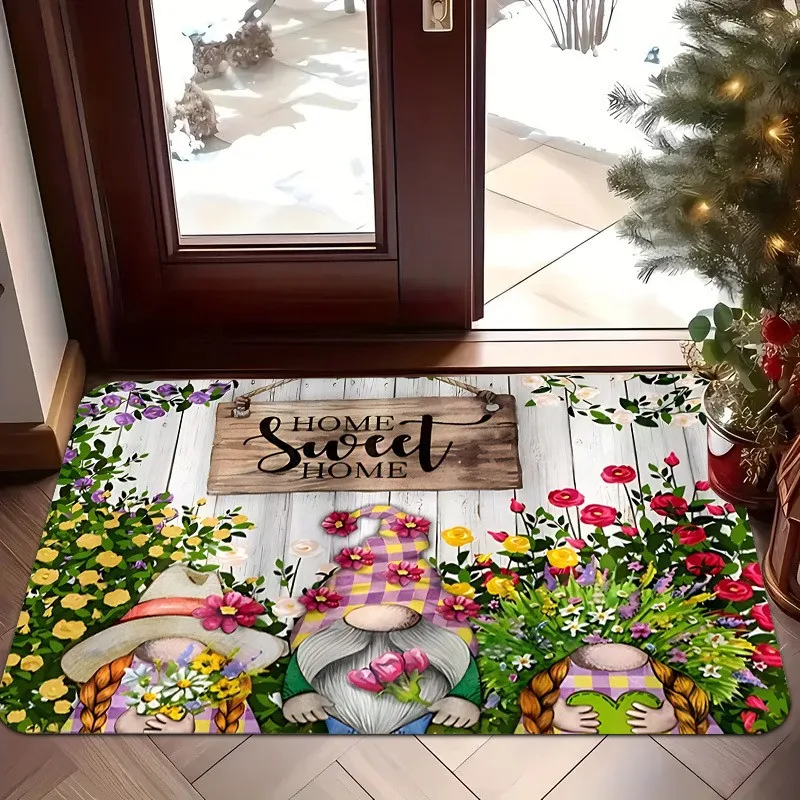 Vintage Dark Wood Plank Home Sweet Home Letter Print Anti Slip Rectangular Front Entryway Indoor Decor Doormat Floor Mat