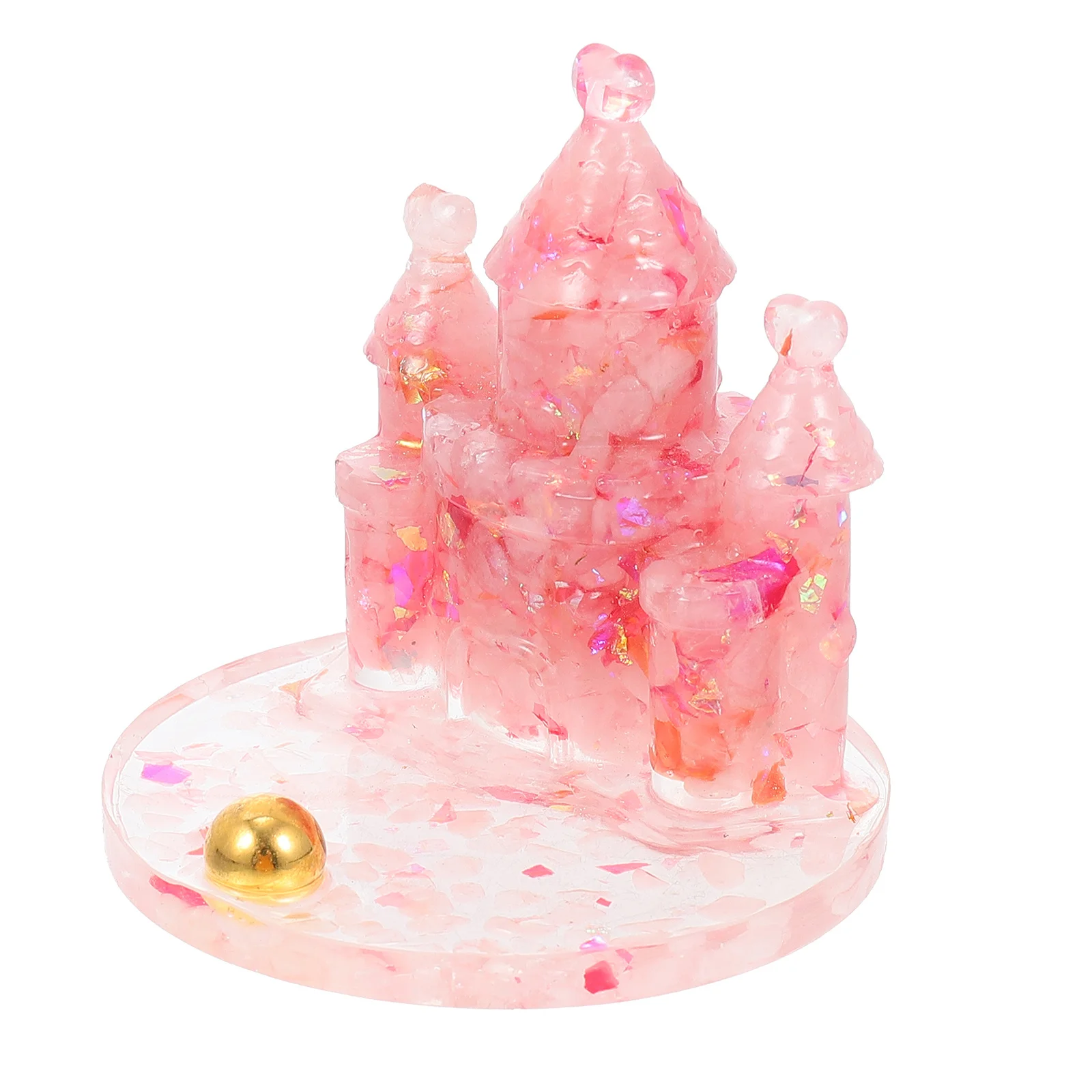 

Household Phone Bracket Resin Cell Holder Castle Decor Desktop Shaped Pink Cellphone