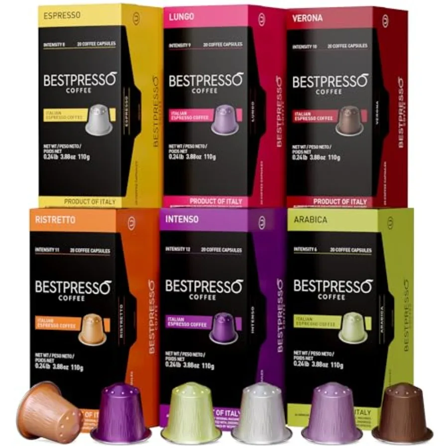 Bestpresso Coffee for Nespresso Original Machine 120 pods Certified Genuine Espresso Pods Compatible with Nespresso Original