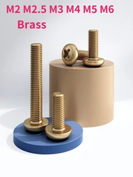 M2 M2.5 M3 M4 M5 M6 Brass Cross Round Head Screw Copper Phillips Pan Head Screw Bolt