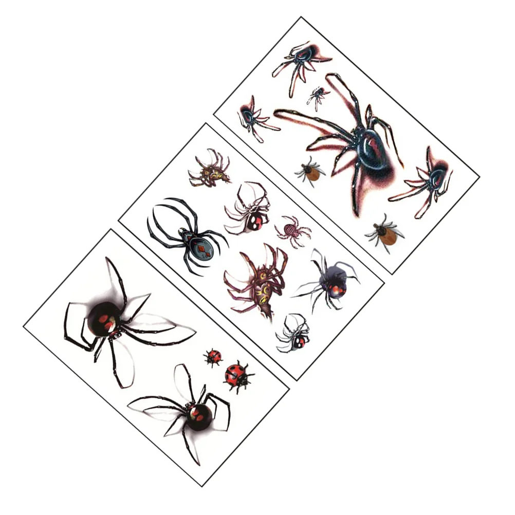 

3 Sheets Halloween Temporary Tattooss Spider Pattern Waterproof Temporary Tattoos Decorative Temporary Tattoos