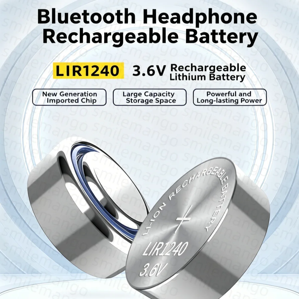 1-20 SZT. 3.6V 50mAh LIR1240 Bateria guzikowa w stalowej obudowie do słuchawek Bluetooth TWS — zdjęcie produktu 5