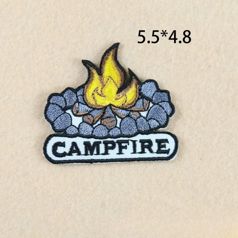 Cartoon Badge Flame Embroidery Dice Bonfire Children's Clothing Accessories Burnt Edge Adhesive Ironing Bag/hat/cloth/cloth
