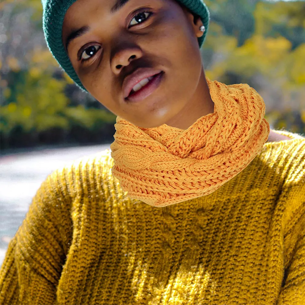 

1pc Chunky Knit Neck Gaiter For Women Warm Yarn Winter Scarf Windproof Face Mask Cold Weather Ear Cover Ski Balaclava Accessory
