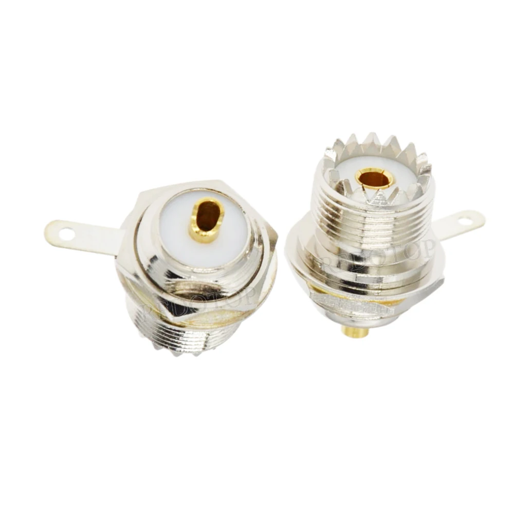 10PCS/Lot UHF SO239 Bulkhead Female Panel Chassis Mount Flange Solder Cup PL259 RF Coaxial Connector Coax Antenna Adapter